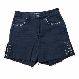 Topshop Moto High Waist Black Denim Shorts
